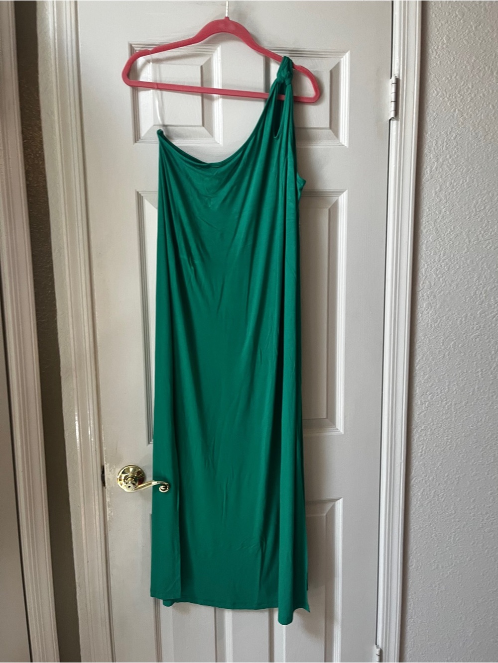 white birch One-Shoulder Emerald Green Dress